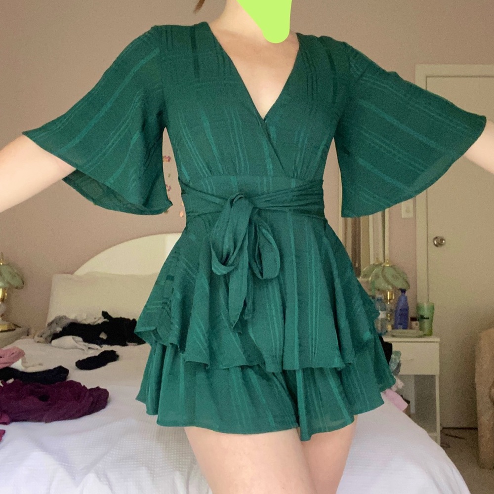 Sheike Ruffle Green Jumpsuit - Picture 1 of 2